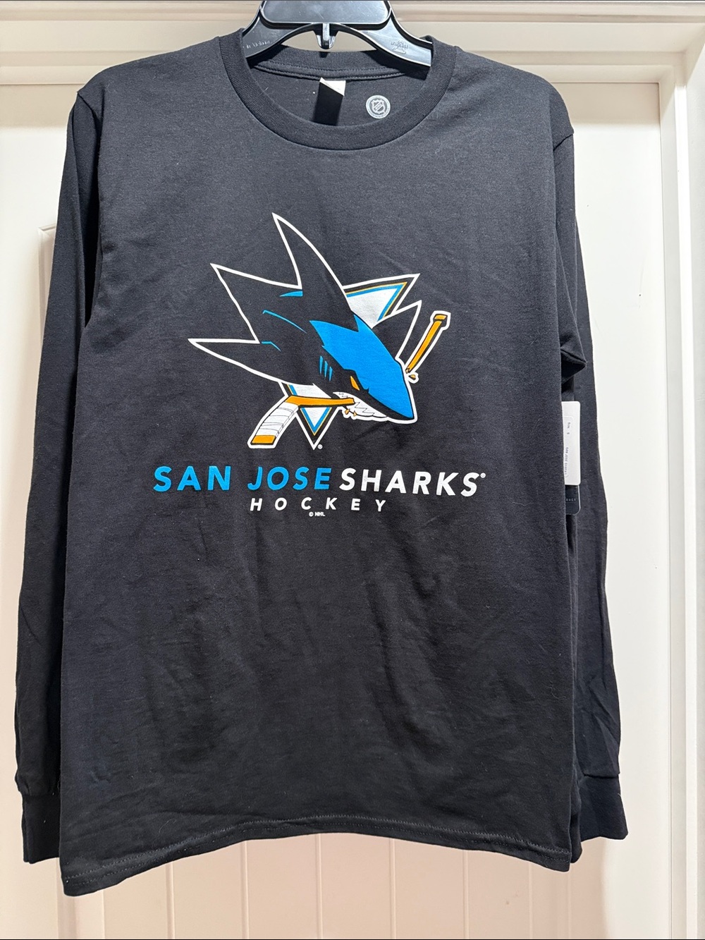 NHL San Jose Sharks Black Long Sleeve Logo Tee